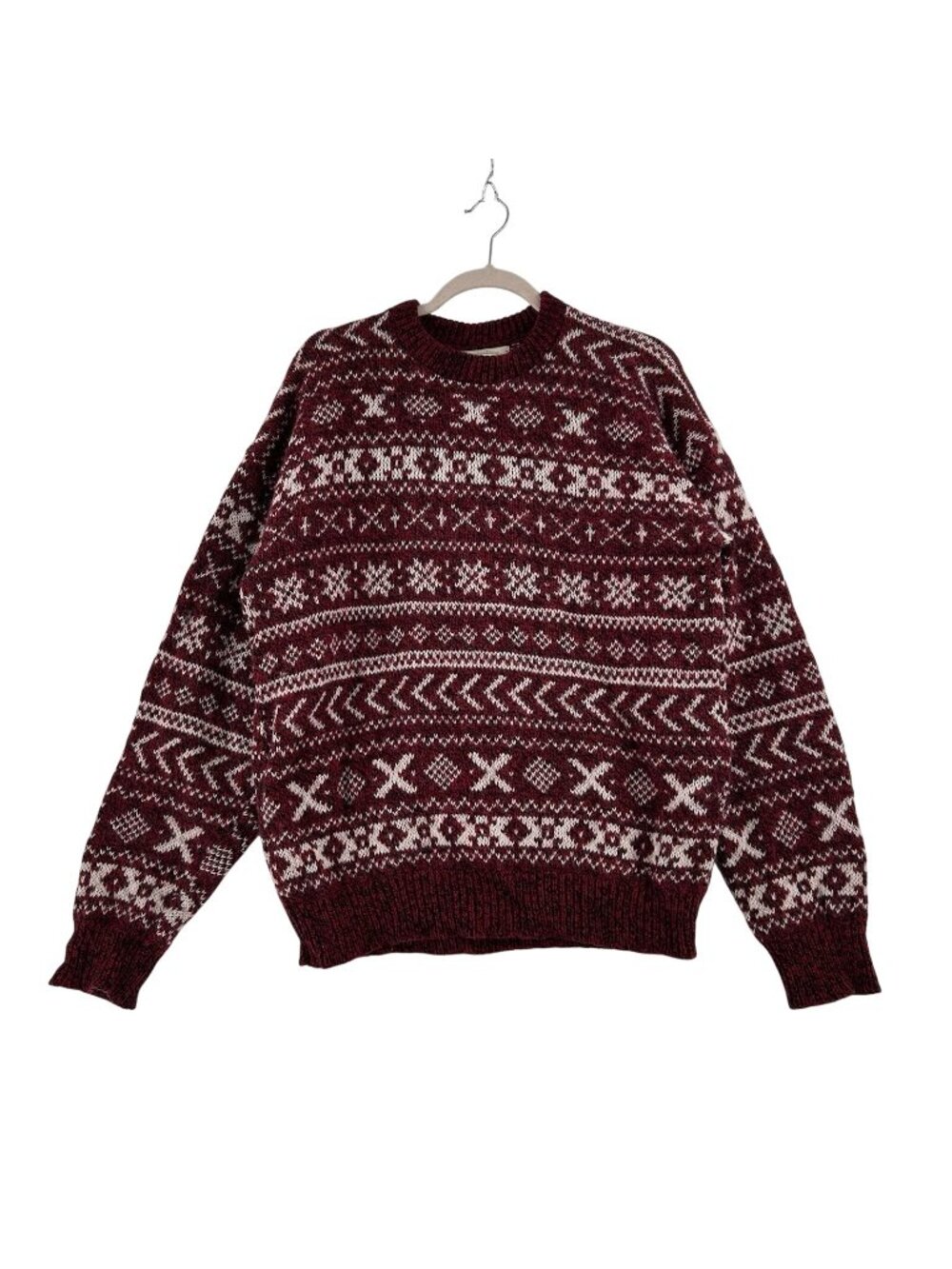ALPS 90s Vintage Mens Large Red Geometric Fair Isle Sweater Grandpa Snowflake